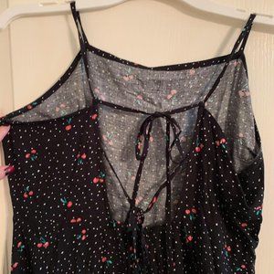 Cherry spaghetti strap, backless dress -  Large